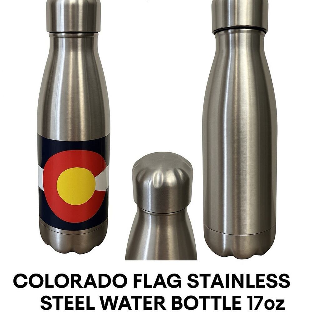 Colorado Flag Stainless Steel Water Bottle 16 Ounce Double Wall Insulated Mint - Picture 2 of 8